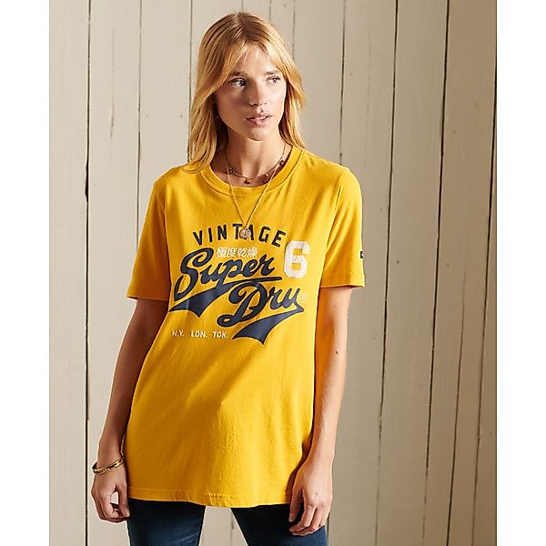 Superdry Script Style Col Kurzarm T-shirt XS Golden Rod günstig online kaufen