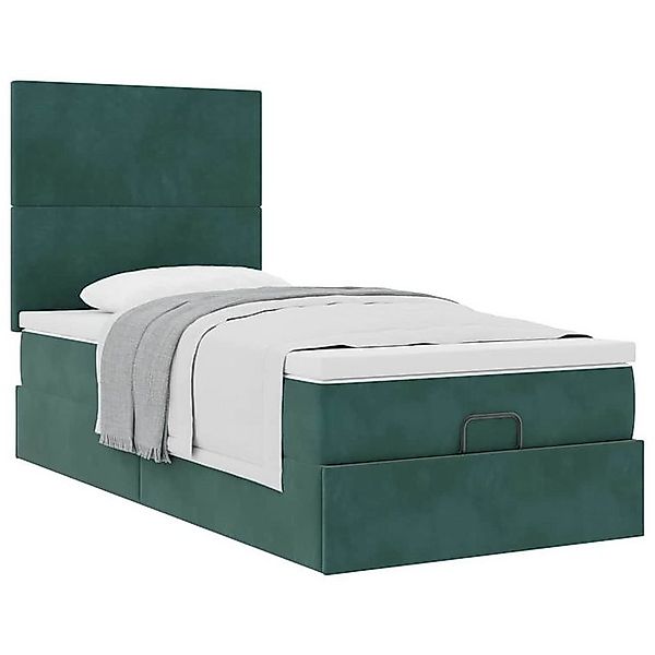 vidaXL Bett Ottoman-Bett mit Matratzen Dunkelgrün 90x190 cm Samt günstig online kaufen