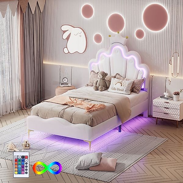 Flieks Polsterbett, LED Kinderbett Einzelbett mit günstig online kaufen