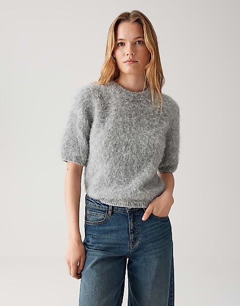 OPUS Kurzarmpullover PLAUSH mit Wollanteil Halbarm, günstig online kaufen