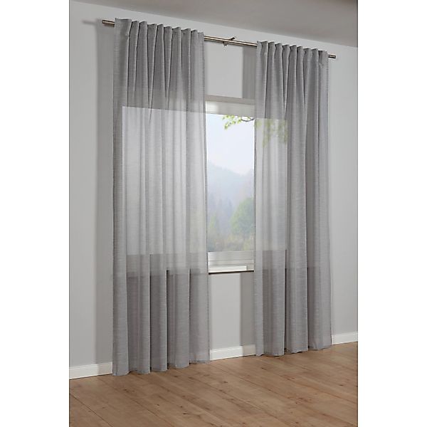 Bennetti Schal mit Gardinenband Struktur Uni Silbergrau 140 x 175 cm günstig online kaufen