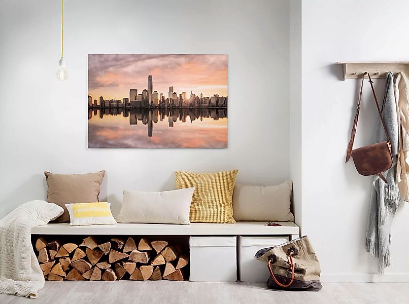 Bricoflor Sonnenuntergang Leinwand Mit Skyline Von New York Modernes Schlaf günstig online kaufen