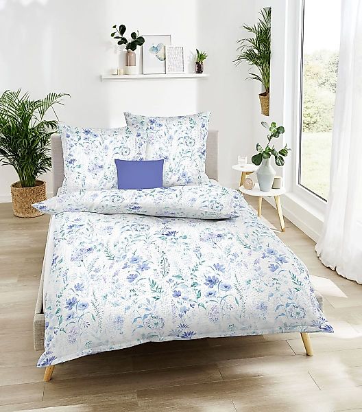 Kaeppel Bettwäsche 135x200cm Lara Blau Blumenmuster günstig online kaufen
