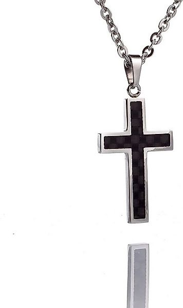 Karisma Kette mit Anhänger Edelstahl Kettenanhänger Kreuz mit Karboneinlage günstig online kaufen