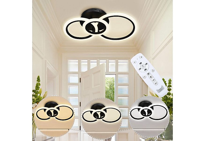 Jibenhome Deckenleuchte LED Deckenlampen Schwarz Dimmbar mit Fernbedienung, günstig online kaufen