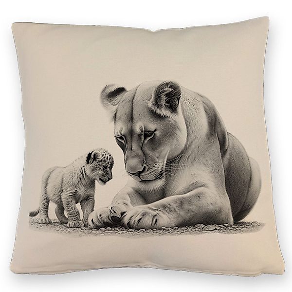 speecheese Dekokissen Liegende Löwin mit Babylöwe günstig online kaufen
