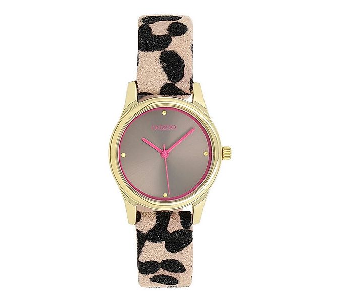 OOZOO Quarzuhr Damenuhr – Armbanduhr mit Leoprint-Band & taupe Zifferblatt, günstig online kaufen
