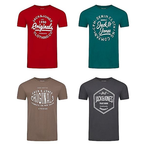 Jack & Jones Tshirt Herren Regular Fit JJLINO 4er Pack Set Pack günstig online kaufen