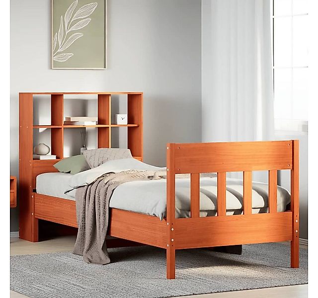 vidaXL Bett, Massivholzbett ohne Matratze Wachsbraun 100x200 Kiefernholz günstig online kaufen
