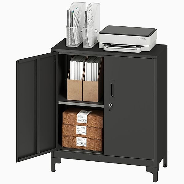 HOMCOM Aktenschrank Büroschrank Abschließbar Mehrzweckschrank mit 2 Ebenen, günstig online kaufen