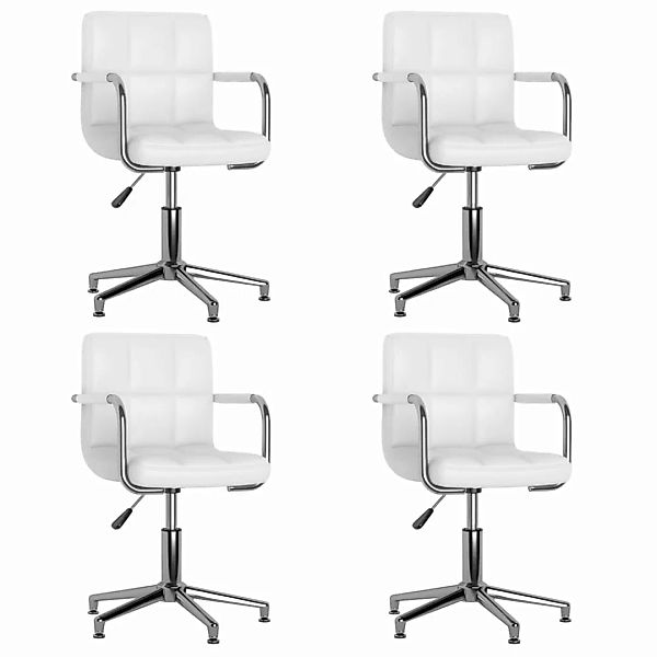 Esszimmerstühle 4 Stk. Drehbar Weiß Kunstleder günstig online kaufen