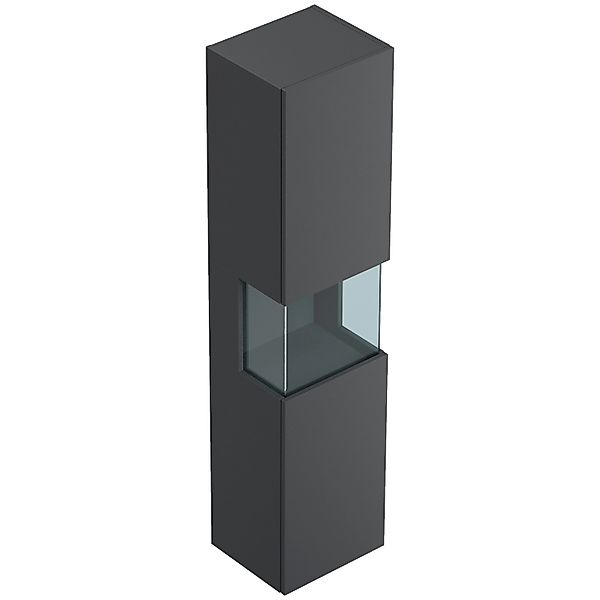 Posseik Badezimmer Hochschrank Limes Wandmontage Glaselement 150 cm Grafit günstig online kaufen