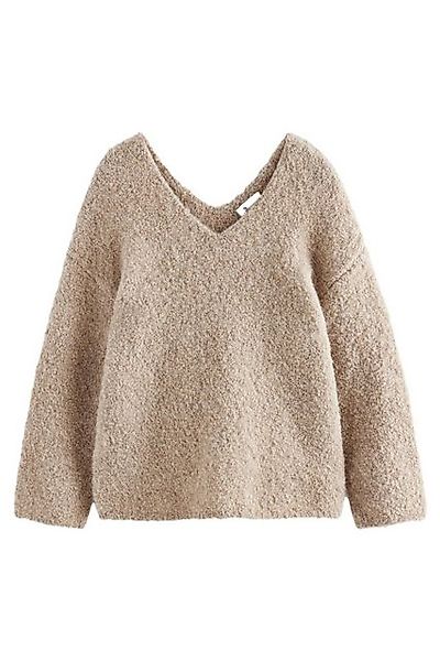 Next V-Ausschnitt-Pullover Premium-Strickpulli aus Boucle mit Alpaka, Wolle günstig online kaufen