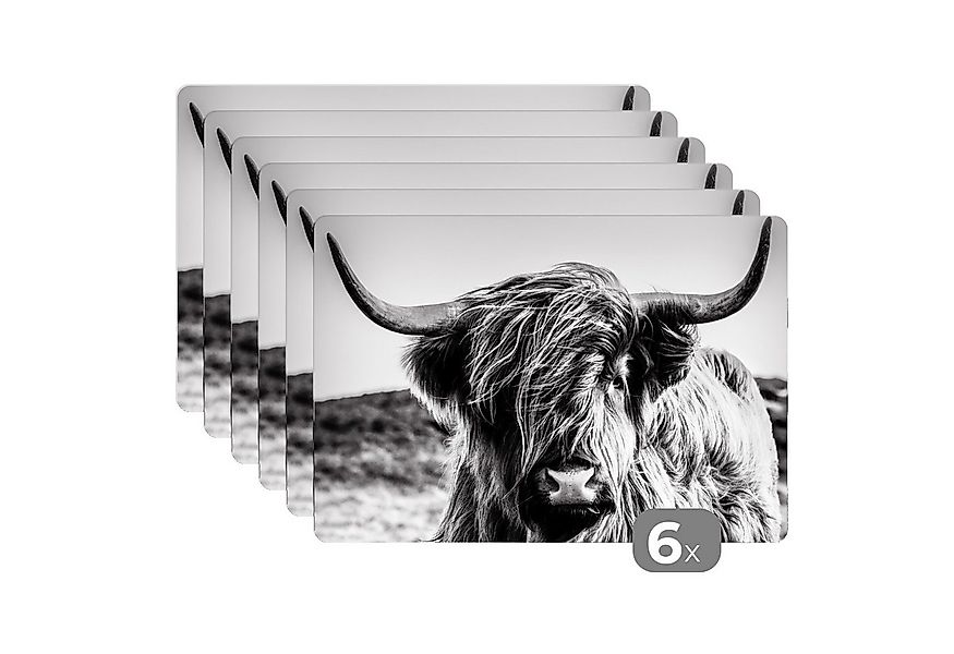 MuchoWow Platzset Kuh - Schottischer Hochländer - Schwarz - Weiß - Tier - N günstig online kaufen