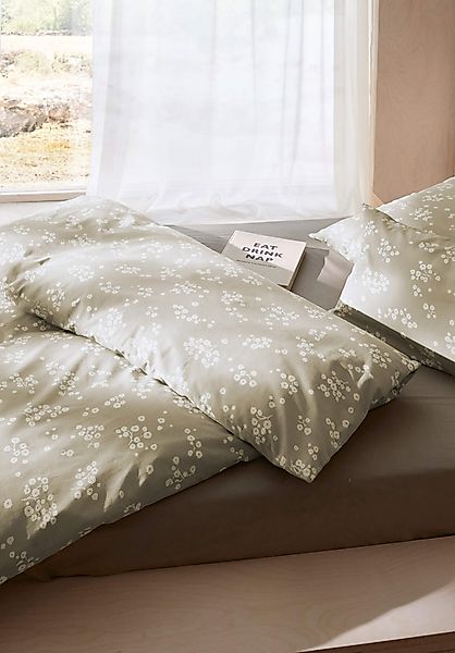 hessnatur Renforcé Bettwäsche Set HANAMI aus Bio-Baumwolle - grün - Größe 1 günstig online kaufen
