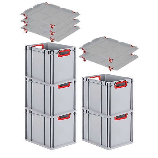PROREGAL Spar Set 5x Eurobox Nextgen Color Mit Auflagedeckel & Schiebeschna günstig online kaufen