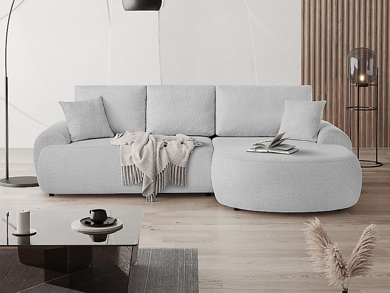Beautysofa Ecksofa mit Kissen aus Bouclé-Stoff günstig online kaufen