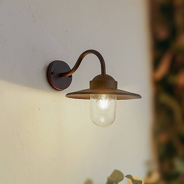 Lindby Außenwandleuchte Bilma, rostfarben, Glas, 29 cm günstig online kaufen