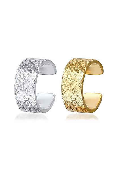 Elli Ohrklemmen-Set Earcuff Set Breit Basic Strukturiert 925 Silber Bicolor günstig online kaufen