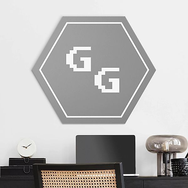 Hexagon-Alu-Dibond Bild Gaming Kürzel GG günstig online kaufen