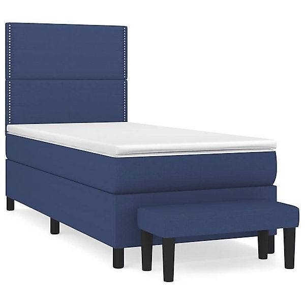 vidaXL Bettgestell Boxspringbett mit Matratze Blau 90x200 cm Stoff Bett Bet günstig online kaufen