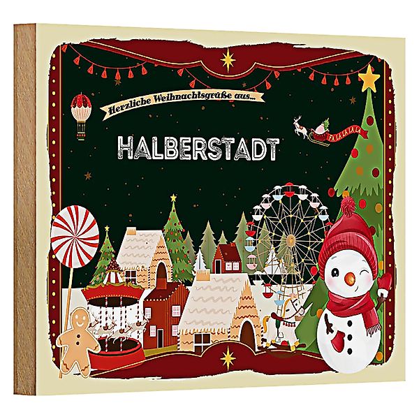 Roomando Holzbild Weihnachten Grüße HALBERSTADT 18x12cm günstig online kaufen