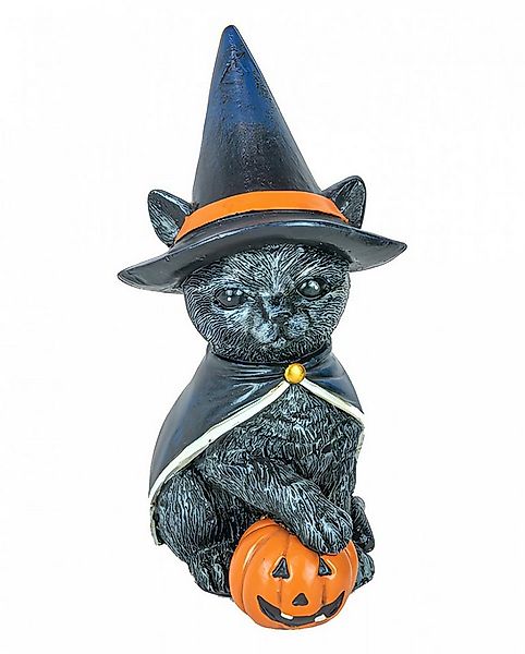 Horror-Shop Dekoobjekt Katzenfigur mit Hexenhut & Kürbis als Halloween De günstig online kaufen