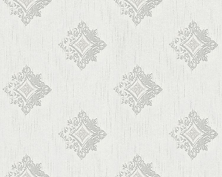 Bricoflor Ornament Textiltapete Weiß Grau Elegante Tapete mit Muster Edel I günstig online kaufen