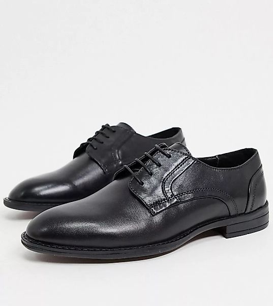 ASOS DESIGN – Derby-Schuhe in weiter Passform aus schwarzem Leder günstig online kaufen