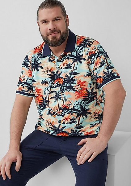 s.Oliver Kurzarmshirt Polo-Shirt Poloshirt aus Baumwolle mit All-over-Print günstig online kaufen