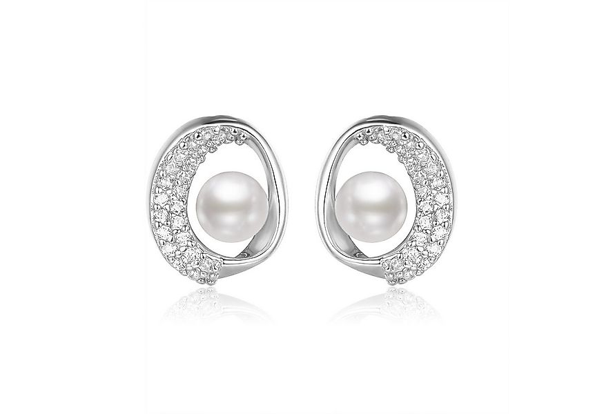 Schöner-SD Paar Ohrstecker Perlenohrringe kleine Perle und Zirkonia Kristal günstig online kaufen