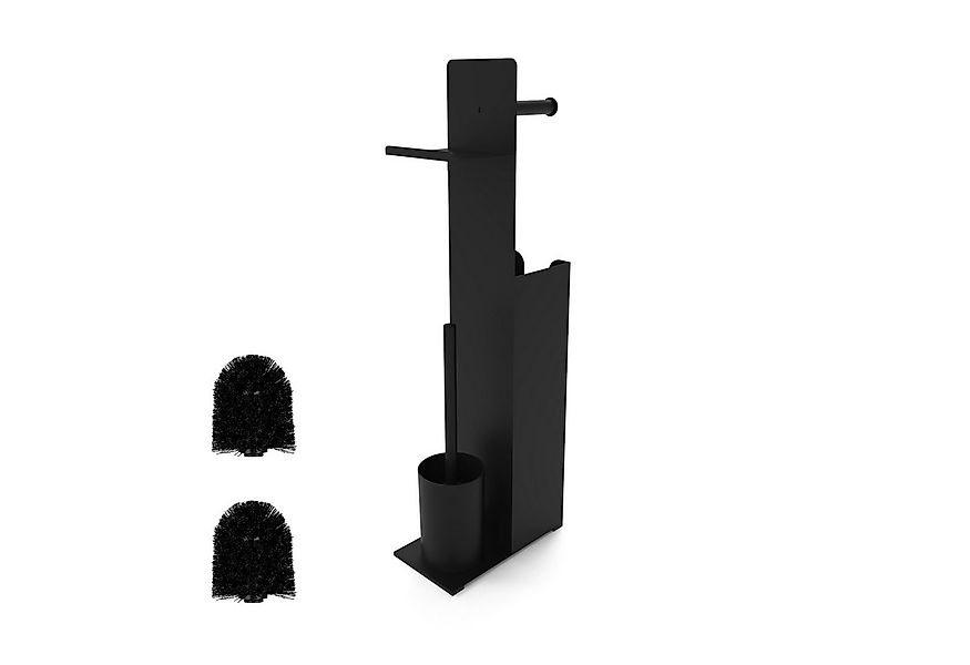 relaxdays WC-Garnitur mit Ersatzrollenhalt, schwarz günstig online kaufen