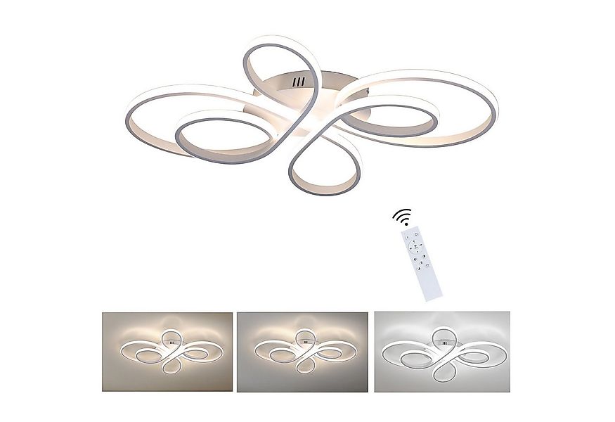 Nettlife LED Deckenleuchte Wohnzimmer Schwarz Dimmbar Modern 66/80/100CM De günstig online kaufen