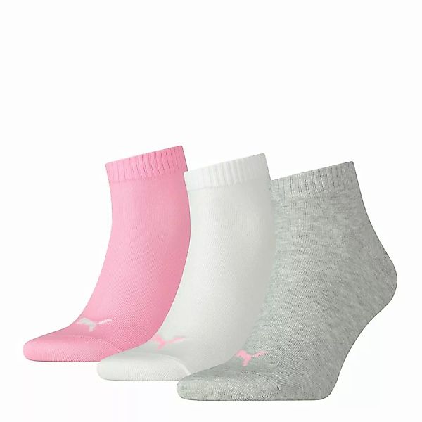 PUMA Unisex Socken, 3er Pack - Quarter, Sneaker Grau/Rosa/Weiß 39-42 günstig online kaufen