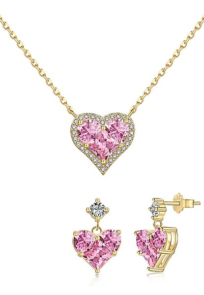 BRELLATO Schmuckset Herz-Anhänger Halskette Ohrstecker, Geschenk-Idee günstig online kaufen