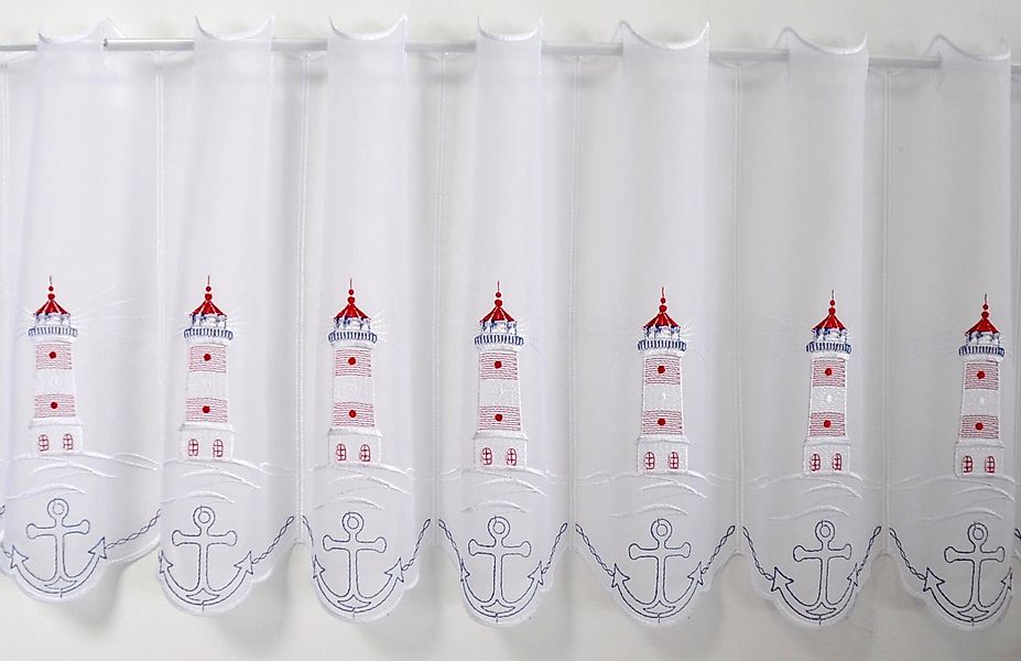 Stickereien Plauen Scheibengardine "Leuchtturm" Stangendurchzug 1 Stk. tlg. günstig online kaufen