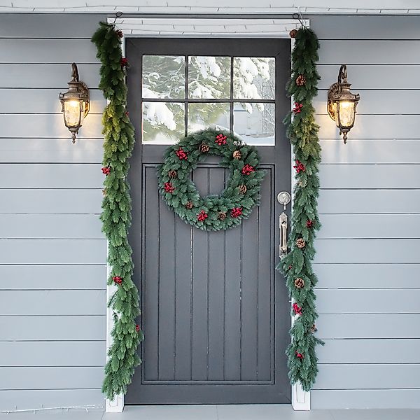 HOMCOM 1,9M künstliche Weihnachtsgirlande mit Tannenzapfen & Beeren, grüne günstig online kaufen