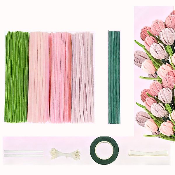 Kunstpflanze 400Stück Pfeifenreiniger Blumen,DIY Cleaner Dekoration günstig online kaufen