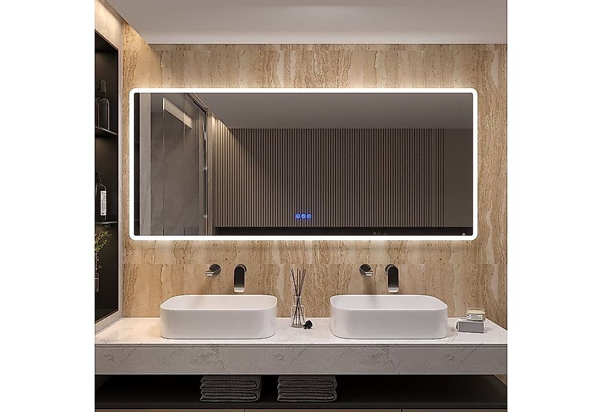 AQUALAVOS Badspiegel Badspiegel 160x70cm mit LED Beleuchtung Touch/Wandscha günstig online kaufen