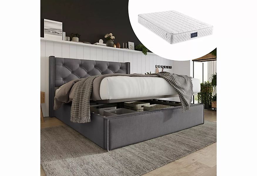 MODFU Polsterbett Hydraulisches (140x200cm,Bett mit Lattenrost aus Metallra günstig online kaufen