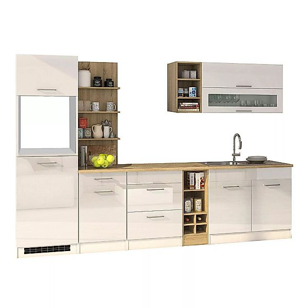 Küchenzeile 300 cm weiß MARANELLO-03 , Weiß Hochglanz ohne E-Geräte B x H x günstig online kaufen