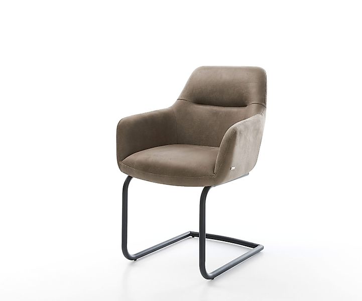 Freischwinger Pejo-Flex Mikrofaser Taupe Vintage Freischwinger rund Schwarz günstig online kaufen