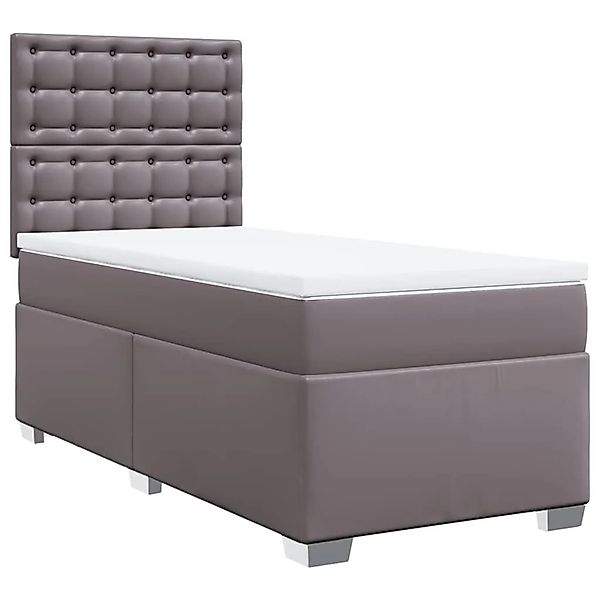 vidaXL Boxspringbett mit Matratze Grau 90x190 cm Kunstleder 3293002 günstig online kaufen