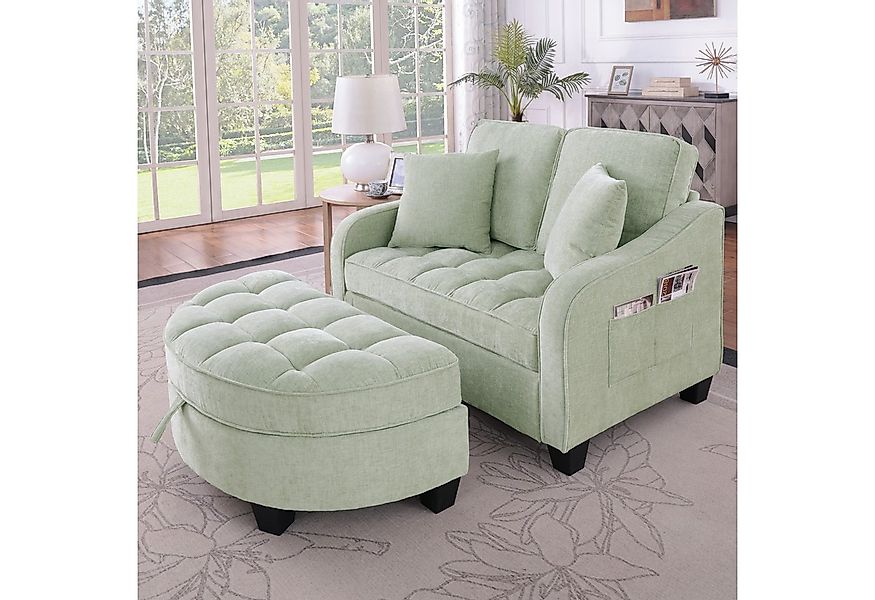 MODFU Schlafsofa Nachhaltiger Hocker in Eukalyptus, 132x129x93 cm, Set 1 Te günstig online kaufen