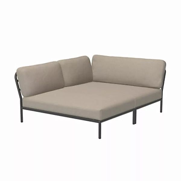 Modulares Gartensofa Level Cozy textil beige / Tiefe Sitzfläche - Eckmodul günstig online kaufen