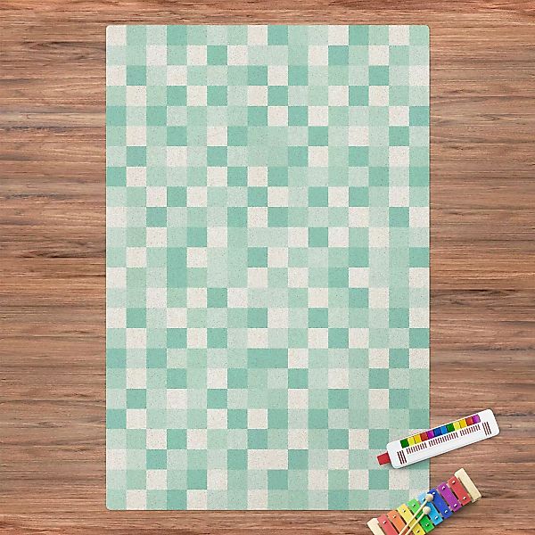 Kork-Teppich Geometrisches Muster Mosaik Mintgrün günstig online kaufen