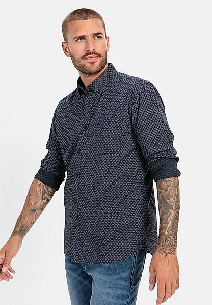 camel active Langarmhemd mit Minimal-Print Langarm Button-Down Button-Down günstig online kaufen