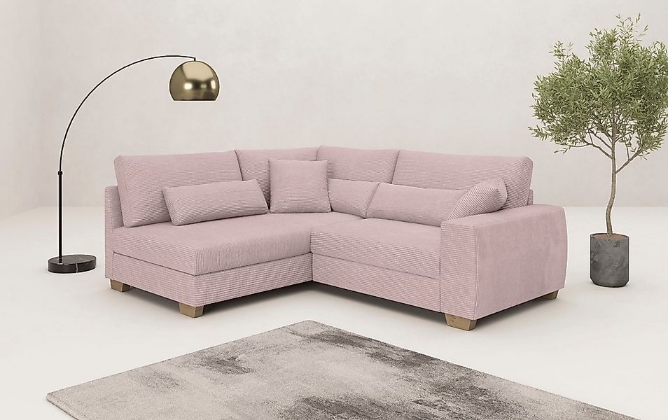 Mr. Couch Ecksofa "Hilla L-Form" Mit Federkern, wahlweise mit Bettfunktion günstig online kaufen