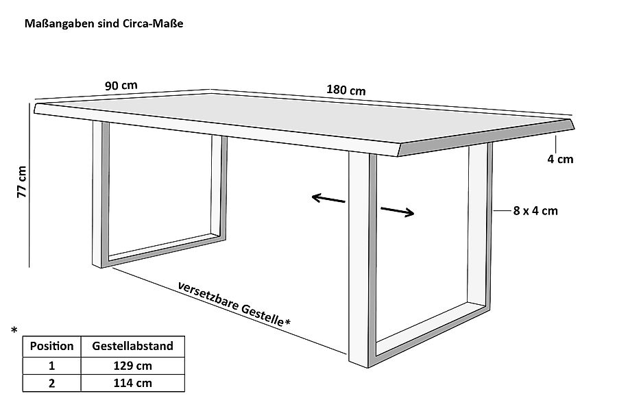 SAM® Esstisch Thoran, Holz-Optik Grau, U-Metallgestell, günstig online kaufen