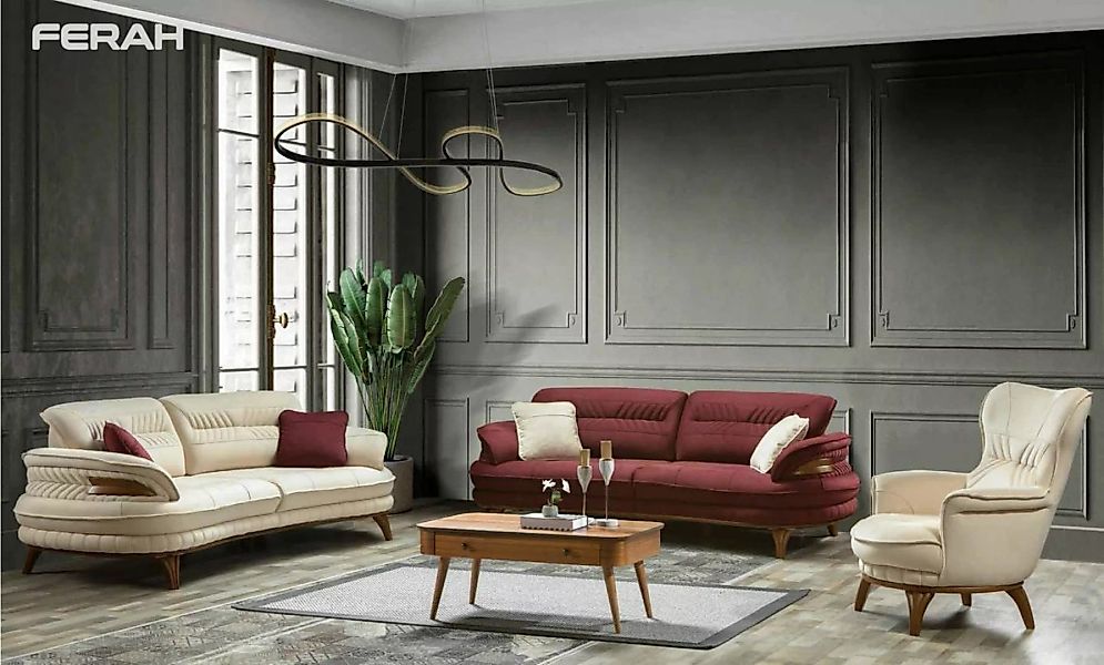 JVmoebel Sofa Moderne Sofagarnitur 3+3+1 Sitzer Luxus Sessel Sofas Couchen günstig online kaufen